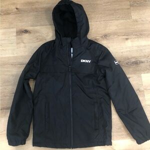 DKNY Black Hooded Jacket - Girls Large